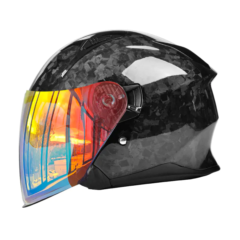 Offener Motorradhelm OF811 aus Kohlefaser, DOT-zertifizierter Doppelvisier-Helm
