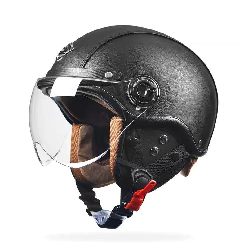 FG02 Sicherheitszertifizierter Retro-Halbgesichts-Motorradhelm ABS-Motocross-Helm