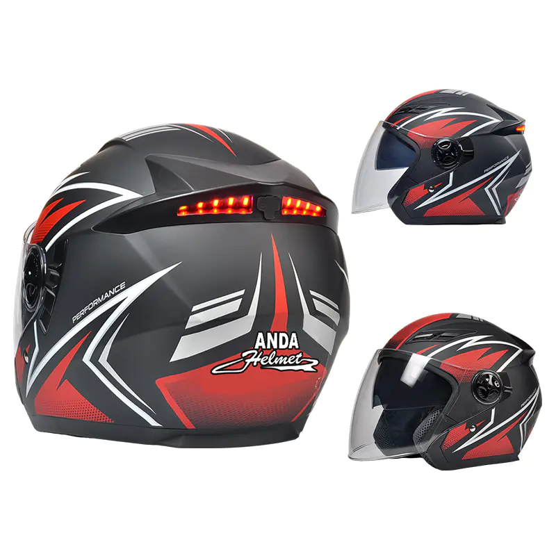 166 LED-Sicherheitsrücklicht, offener Motorradhelm, DOT-zertifizierter Helm