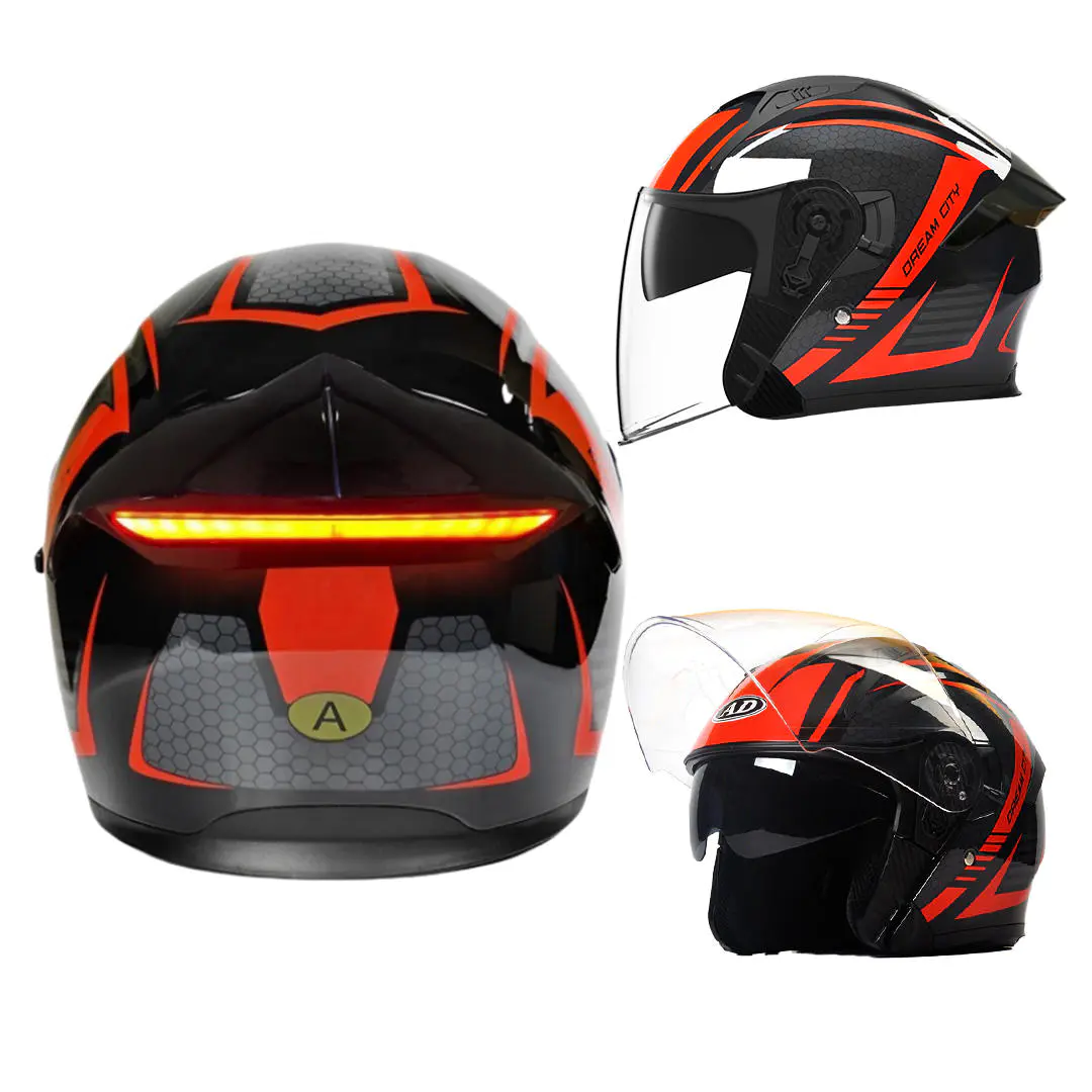 K5 LED Intelligence Safety Rücklicht Motorradhelm DOT-zertifizierter Jethelm